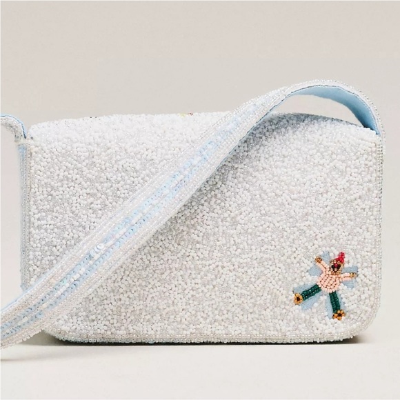Anthropologie The Fiona Beaded Bag Winter Edition Snow Angels - Picture 9 of 14